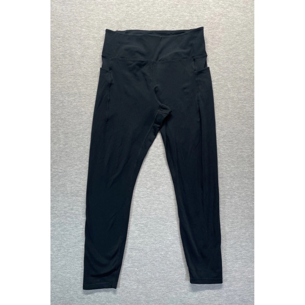 Danskin High-Rise Athletic Ankle Leggings Womens Large Black Logo Gym Training